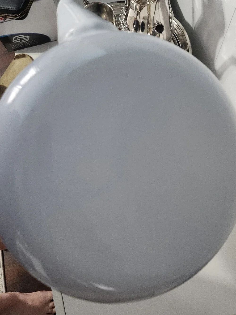 Vintage Floral White Porcelain Enamel On Steel 2.5 Qt Teapot Wood Handle